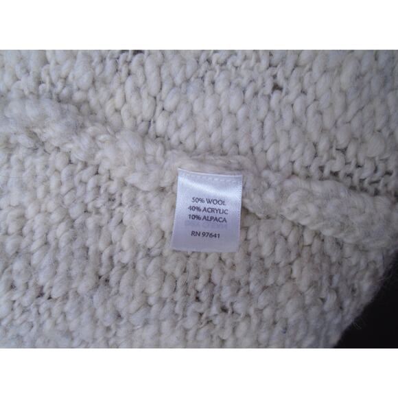 Womens J Jill Open Front Chunky Knit Sweater Cardigan Biege Wool Blend Size S - Picture 8 of 9